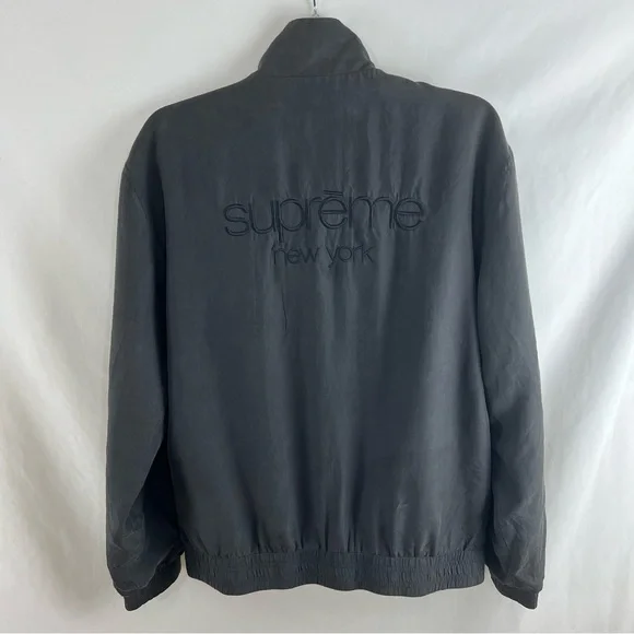 Vintage Supreme 100% Silk Shell Black Fall Winter 2015 Bomber Jacket Mens Sz S